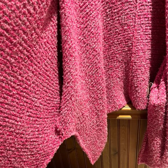 Free People BFF Cardigan Sweater Sz M Slouchy Oversized Cozy Pink Open Front - Picture 3 of 6